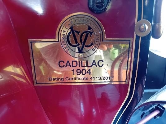 Veteran Car Company dating certificate plaque, 4113/2017